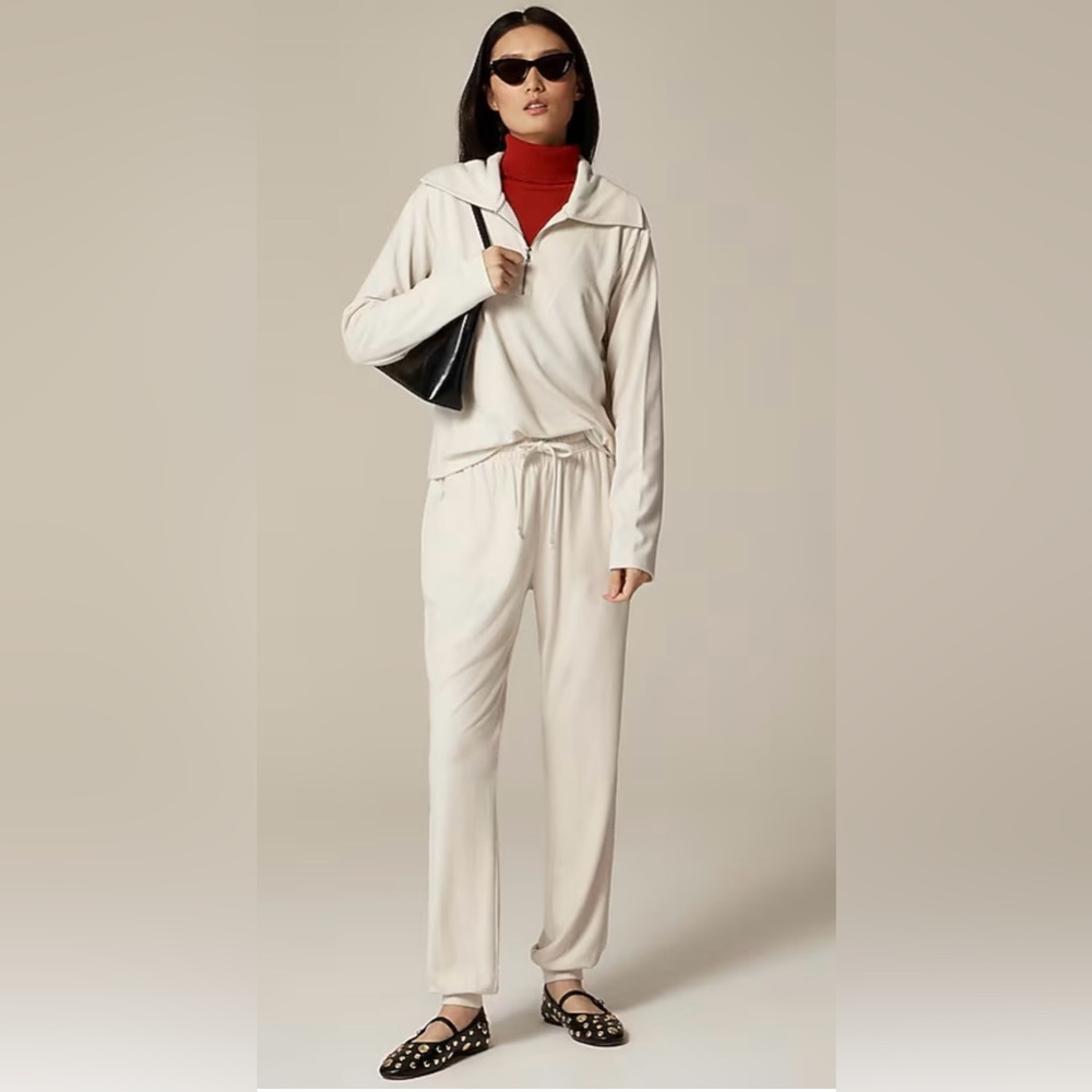 J.Crew Soft rib quarter-zip top in natural - Picture 2 of 8